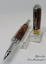 pd - Keen Handcrafted Thuya Burl Broadwell Nouveau Sceptre Chrome/22kt Gold Pen picture