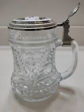 German BMF Glass Beer Stein/Mug With Pewter Lid 