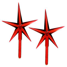 Set of 2 Large Red Modern Stars for Vintage Ceramic Christmas Trees 2.5
