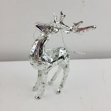 Silver Tone Reindeer Christmas Ornament Holiday 4.25 in picture