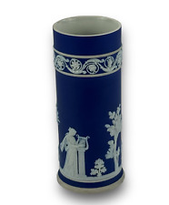 Wedgwood Dark Blue Jasperware Cylinder Spill Vase Made in England picture