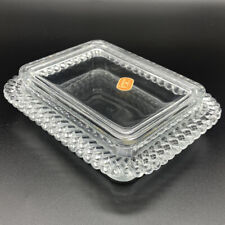 VTG Fostoria Colony Crystal Cigarette Box w/Lid & Original Label Mid Century MCM picture