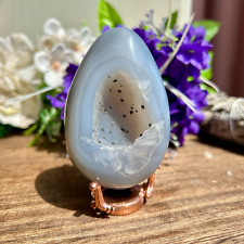 TOP 220G Natural Agate geode EGG Quartz Crystal Stone Healing Display picture