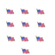 LOT OF 10 AMERICAN FLAG LAPEL PINS United States USA Hat Tie Tack Badge Pin picture