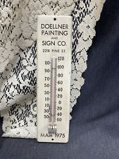 Rare Vtg Doellner Painting & Sign St Louis Porcelain Advertising THERMOMETER 11” picture