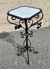 Marble Top Iron Stand Vintage Scrolled Wrought Iron Indoor Outdoor Garden picture