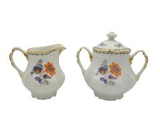 Royale Limoges Creamer and Sugar Bowl with Lid Set Persan Rouge Towle France picture