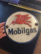 Mobil Oil Gas Cast Iron Sign Plaque Coal Collector GIFT Patina 3+ POUNDS METAL picture