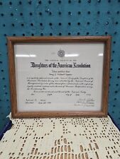 DAR 1987 CERTIFICATE Daughters of the American Revolution Framed. picture