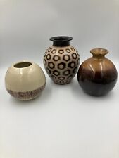 lot THREE decorative vases - mixed ages and origins - earthy browns &  picture