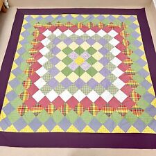 Scrappy Handmade Cotton fabric Queen Size Sewing Patchwork quilt top/topper picture
