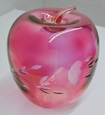 Pink Apple Cut To Clear Flower Spray Design Hollow Paperweight Tiffany & Co picture