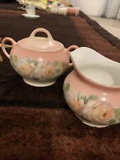 Antique Peach Roses Sugar Creamer~Porcelain~Hand Painted~Victorian.~Germany picture