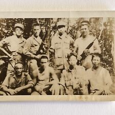 Vintage Snapshot Group Photograph American Soldiers Vietnam War Guns picture