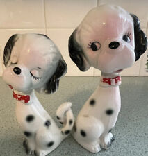 Vintage Dalmatian Puppy Dog Salt Pepper Shakers W/ Entwining Tails #101 picture