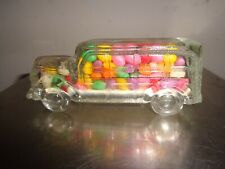 Vintage Woody Panel Truck Clear Glass Candy Bottle Container 4 3/4