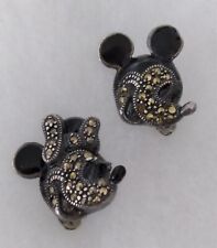 Walt Disney Mickey & Minnie Judith Jack Sterling 925 Silver Marcasite Lapel Pins picture