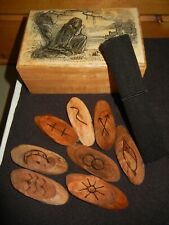 Wooden Box Witches 8 Driftwood Rune Set Casting instructions Hand Made  picture