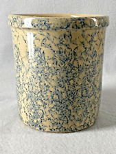 Robinson Ransbottom Pottery 1 qt High Jar Crock Roseville Ohio Blue Spongeware  picture