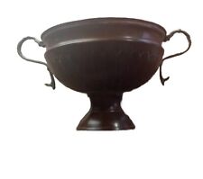 Vintage Metal Vase Bowl Planter Pedestal Handles picture