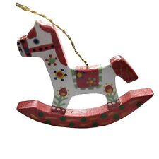 Rocking Horse Christmas Ornament Wood Tolle Pennsylvania Dutch Hand Painted picture