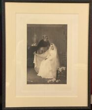 ANTIQUE HENRI-PIERRE JAMET-THE MOMENT OF FIRST COMMUNION ETCHING 20”x16” picture
