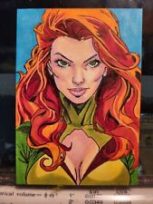 Jean Grey X-Men Marvel Comic's Hand Drawn & Signed PSC By Artist Todd Mulrooney picture