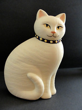 Vintage Yellow Tabby Cat Statute Figurine 8inch Home Decor Crowning Touch picture