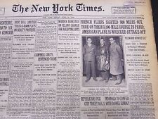 1929 JUNE 14 NEW YORK TIMES - FRENCH FLIERS SIGHTED 900 MILES OUT - NT 5305 picture