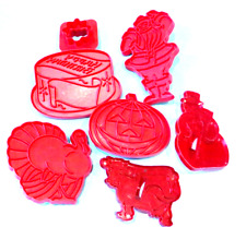 HRM Design Red Plastic Cookie Cutters Multi Occasion Made in USA VTG picture