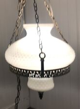 Vintage Swag Hanging Lamp Milk Glass Globe Lighting Light Unique Style Brass picture