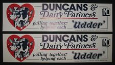 Duncans & Dairy Farmers Bumper Sticker Circa 1984 New Old Stock Lake City Mn picture