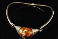 VINTAGE EUROPEAN AMBER STERLING COLLAR CHOKER NECKLACE  BR picture