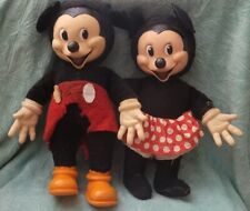 1950's Disney Gund Mfg Co Mickey & Minnie Doll Set Rubber Face & Hands J Swedlin picture