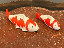 Lot of 2 Ceramic Koi Fish Orange White - 3