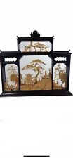 Vintage Chinese Cork Craving Diorama 4 screens handmade 17”L X3” W 15” H picture