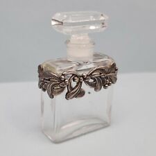 Vtg Chanel Glass Perfume Bottle Silver Overlay Rare Mini Art Deco Nouveau France picture