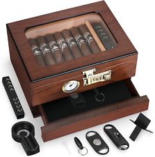 Cigar Humidor Cedar Wood Cigar Humidor Box with Hygrometer Accessories Drawer picture