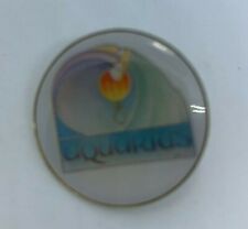 Vintage Aquarius Pin Horoscope Sign Lapel  Wave Moon Ocean Collectible picture