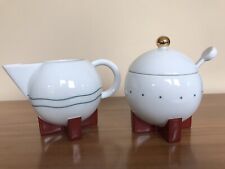 Michael Graves Swid Powell CREAMER, SUGAR BOWL, SPOON-Signed, Art Deco-Excellent picture