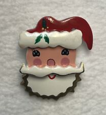 Vintage 3D Christmas Santa Face Pin Brooch 1970’s picture