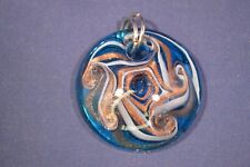 Blue Sparkle Swirl Glass Necklace Charm,2