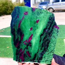 481G  Natural green Ruby zoisite (anylite) slice crystal slab sample Healing picture