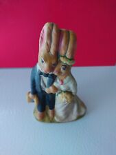 Vaillancourt Folk Art Bunny Rabbit Bride Groom Wedding Couple 3.5in Tall picture