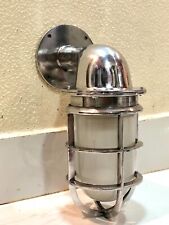 Interior Maritime Antique Aluminum Wall Sconce Light White Glass Lot of 10 picture