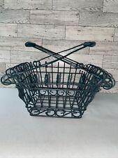 Vintage Heavy Large Metal Basket With Handles Storage Square picture