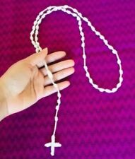 Knotted Rosary Nylon Cord White Handmade.Buy2 Get 1 Rosary Bracelet Free picture