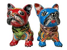 Talavera Frenchie Dog French Bulldog Cute Hand Painted Mexican Pottery Height 9