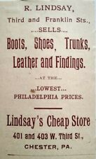 Vintage Print Ad Chester Pennsylvania R. Lindsay Leatherworker Shoe Store 1895  picture