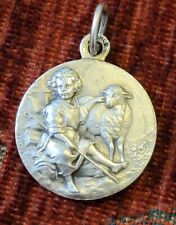 Child Jesus & A Lamb Vintage & New Medal Catholic France Religious Becker picture